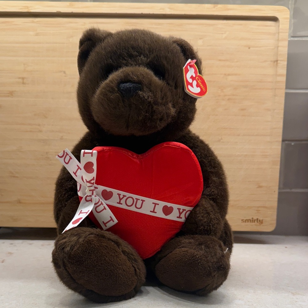 Ty Classic Sweeten The Valentine Bear NWT 9.5" Brown Bear Red Heart Vintage
